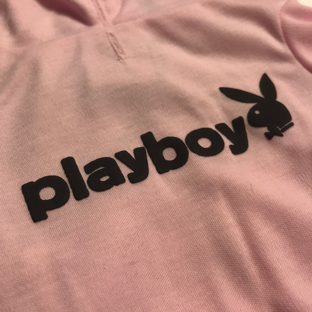 Pink black playboy doggie shirt hoodie sweatshirt - Picture 2 of 5